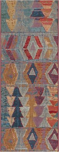 Unique Loom Outdoor Modern Collection Area Rug - Tamarindo (2' 7" x 7' 1" Runner, Multi/ Burgundy) in Saudi Arabia