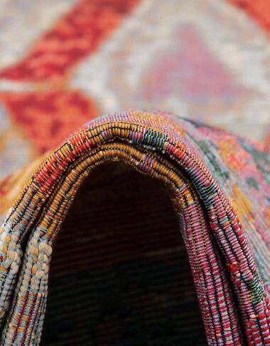 Unique Loom Outdoor Modern Collection Area Rug - Tamarindo (2' 7" x 7' 1" Runner, Multi/ Burgundy) in Saudi Arabia