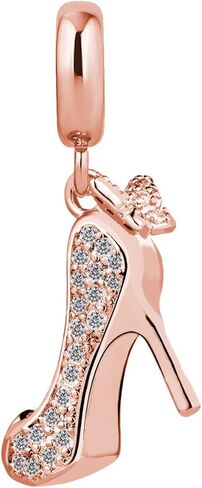 KunBead Butterfly Heart High-heeled Shoes Dangle Birthday Charms Compatible with Pandora Charm Bracelet for Women in Saudi Arabia