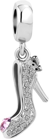 KunBead Butterfly Heart High-heeled Shoes Dangle Birthday Charms Compatible with Pandora Charm Bracelet for Women in Saudi Arabia