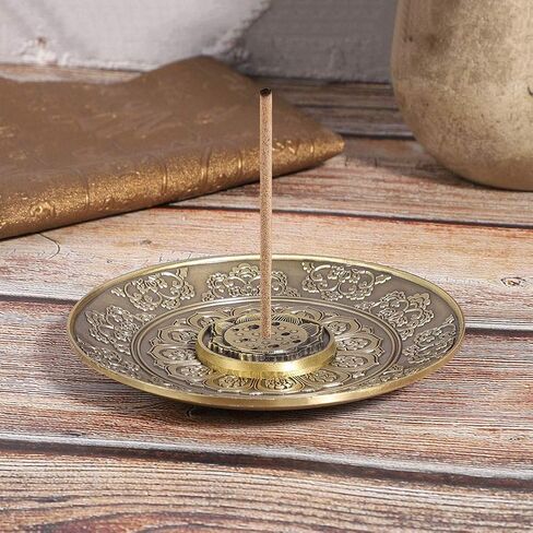 Lotus Incense Holder Incense Burners,Bronze Stick Incense Holder,Flower Round Incense Burner Flower Incense Plate for Home Bedroom Yoga Meditation Tea House Incense Holders in Saudi Arabia
