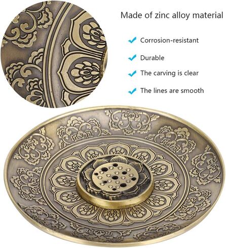 Lotus Incense Holder Incense Burners,Bronze Stick Incense Holder,Flower Round Incense Burner Flower Incense Plate for Home Bedroom Yoga Meditation Tea House Incense Holders in Saudi Arabia