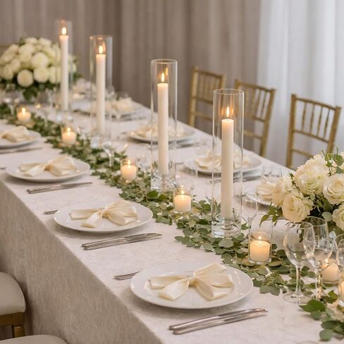 Mumufy 10 Set 14 Inch Hurricane Glass Candle Holder for Taper & Pillar Candles, Open Ended Tall Clear Candle Holder Cover, 2.17 Inch Candlestick, Wedding Valentine Party Table Centerpiece Home Decor in Saudi Arabia