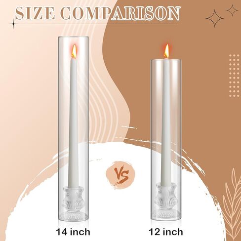 Mumufy 10 Set 14 Inch Hurricane Glass Candle Holder for Taper & Pillar Candles, Open Ended Tall Clear Candle Holder Cover, 2.17 Inch Candlestick, Wedding Valentine Party Table Centerpiece Home Decor in Saudi Arabia