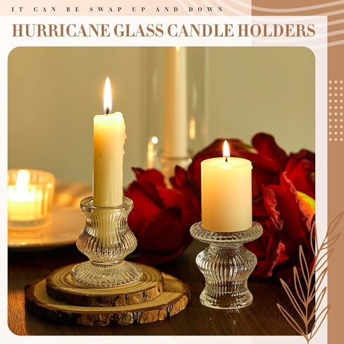 Mumufy 10 Set 14 Inch Hurricane Glass Candle Holder for Taper & Pillar Candles, Open Ended Tall Clear Candle Holder Cover, 2.17 Inch Candlestick, Wedding Valentine Party Table Centerpiece Home Decor in Saudi Arabia