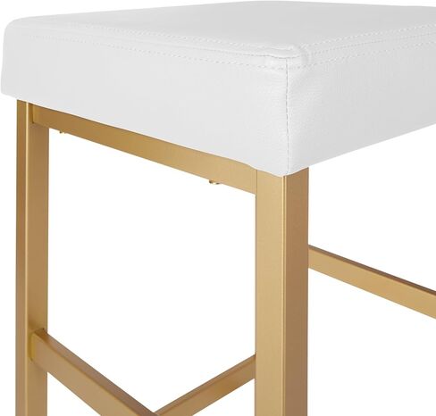 OSP Home Furnishings مقعد بدون ظهر بإطار ذهبي، 30 بوصة، أبيض in Kuwait