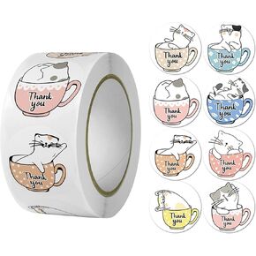 ملصقات شكرًا لك على شكل قطة لطيفة، 500 ملصق ذاتي اللصق ومقاوم للماء بتصميم جميل، ملصقات شكرًا لك للأعمال الصغيرة، ملصقات شكرًا قوية ومتينة in Kuwait