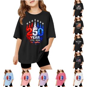 250 Anniversary USA Shirt for Girls 250 America Shirt Short Sleeve Patriotic Flag Print Cute Tops 1776-2026 Tshirt Kids in Kuwait