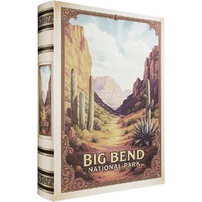 Decorative Wooden Book Box - Vintage Faux Book Boxes with National Park Design, Secret Storage with Magnetic Closure, Leather Cover, Perfect for Home Office Bookshelf (1 x Mesa Verde) in Kuwait