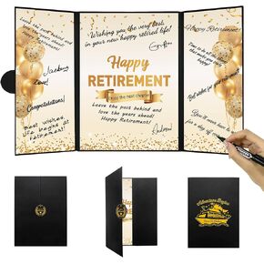darunaxy الذهب الأسود ديكورات التقاعد سعيد، الإبحار إلى التقاعد البديل التوقيع كتاب الضيوف للرجال النساء المتقاعدين رسميا الهدايا توقيع بطاقة المجلس للوازم حزب وداع المتقاعدين in Kuwait