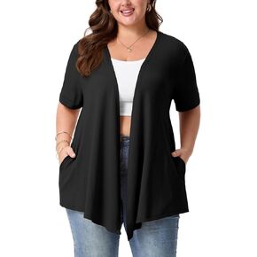 SHIJIALI Plus Size Lightweight Cardigan for Women 2026 Short Sleeve Open Front Casual Cardigans with Pockets in Kuwait