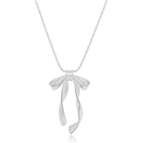 Bow Choker Necklace for Women Teens 925 Sterling Silver Bow Pendant Necklace Ribbon in Saudi Arabia