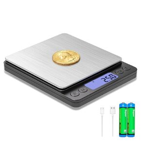 مقياس العملات المعدنية SKEAP لوزن العملات المعدنية، 1 كجم/0.01 جرام، مقياس غرام عالي الدقة لهواة جمع العملات المعدنية والذهب والمجوهرات، مع شحن USB، وشاشة LCD، وعد أجهزة الكمبيوتر، يتضمن كابل شحن وبطاريات AAA in Kuwait