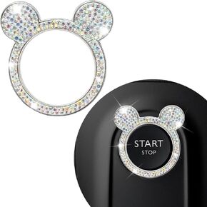 غطاء زر تشغيل السيارة بلينغ، ملحقات السيارة بلينغ للنساء، إكسسوارات السيارات حلقة مقبض الإشعال بمفتاح حجر الراين، غطاء حلقة ديكور زر إيقاف المحرك للنساء والفتيات (ملون) in Kuwait