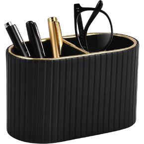 منظم مكتب من جلد البولي يوريثان، حامل أقلام، حامل صغير لجهاز التحكم عن بعد، كوب قلم رصاص متعدد الوظائف، منظم منضدة للمنزل، ملحقات مكتب المدرسة المنزلية، مقصورتان (أسود) in Kuwait