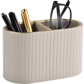 PU Leather Desk Organizer,Pen Holder,Small Remote Control Holder Pencil Cup Multifunctional Nightstand Organizer Caddy for Home School Office Desk Accessories,2 Compartments (Black) in Kuwait