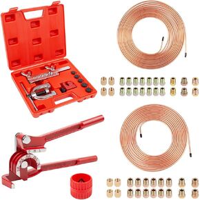 مجموعة أدوات حرق خط الفرامل المطلية بالنحاس بطول 25 قدم 3/16 بوصة و1/4 بوصة من ICOOL مع 20 تركيبًا و4 تركيبات خط الفرامل، ومجموعة خط الفرامل مع ثني الأنبوب ومخرطة in Kuwait