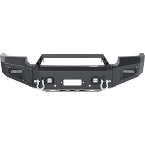 مجموعة المصد الأمامي KUAFU متوافقة مع 2007-2013 GMC Sierra 1500 Pickup Truck Bumper مع أضواء LED ولوحة الونش وفتحات الاستشعار ومسحوق الصلب على شكل حرف D مطلي باللون الأسود in Kuwait