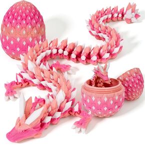 3D Printed Dragon Eggs Glow in The Dark Cool 3D Printer Articulated Animals Fidget Toy for Teen Crystal 3D Print Dinosaur Toys for Boys Girls (Pink White) in Kuwait