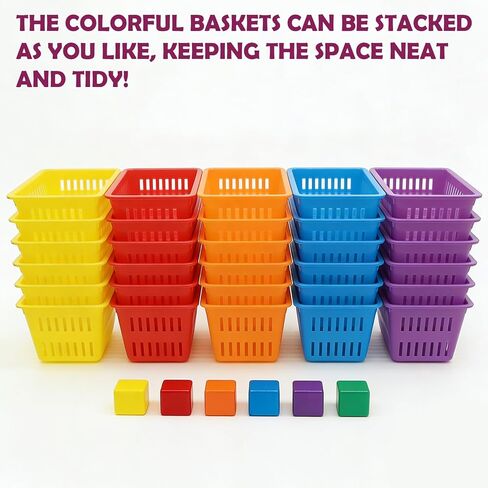 36 Pack Mini Storage Baskets Bins, Colorful Crayon Pencil Container Storage Trays, Small Plastic Make-up Organizing Containers for Home, Office, Art Supplies, 6.1" L x 4.5" W x 2.36" H in Saudi Arabia