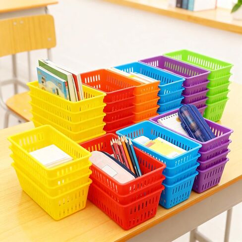 36 Pack Mini Storage Baskets Bins, Colorful Crayon Pencil Container Storage Trays, Small Plastic Make-up Organizing Containers for Home, Office, Art Supplies, 6.1" L x 4.5" W x 2.36" H in Saudi Arabia