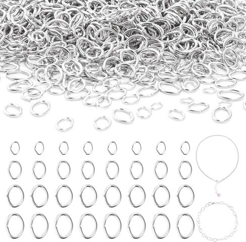200 قطعة من حلقات القفز البيضاوية المصنوعة من الفولاذ المقاوم للصدأ من Craftdady، نتائج DIY مطلية بالذهب عيار 18 قيراط، حلقات قفز بيضاوية مغلقة لصنع قلادة سوار يدوية الصنع 4 أنماط، 4-6x6-10 مم in Kuwait