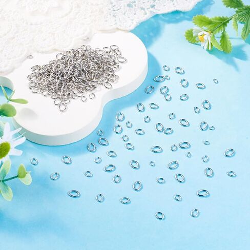 200 قطعة من حلقات القفز البيضاوية المصنوعة من الفولاذ المقاوم للصدأ من Craftdady، نتائج DIY مطلية بالذهب عيار 18 قيراط، حلقات قفز بيضاوية مغلقة لصنع قلادة سوار يدوية الصنع 4 أنماط، 4-6x6-10 مم in Kuwait
