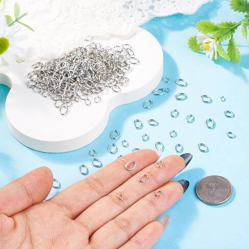 200 قطعة من حلقات القفز البيضاوية المصنوعة من الفولاذ المقاوم للصدأ من Craftdady، نتائج DIY مطلية بالذهب عيار 18 قيراط، حلقات قفز بيضاوية مغلقة لصنع قلادة سوار يدوية الصنع 4 أنماط، 4-6x6-10 مم in Kuwait