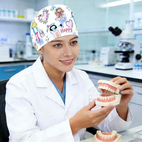 6 قطعة قبعات ممرضة للنساء التمريض العمل قابل للتعديل مع الأربطة فرك قبعات النساء قبعات فرك مرنة لطبيب الأسنان متعدد in Kuwait