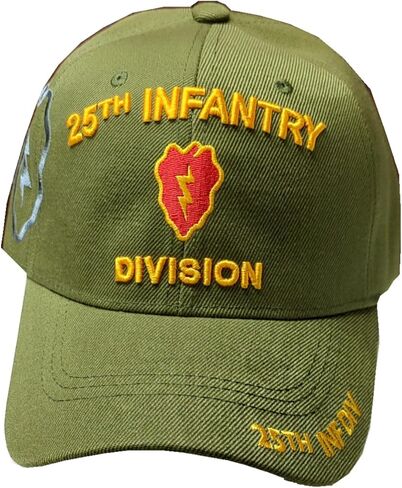 25th Infantry Division Emblem (25th Inf Div on Bill) (Gold Letters) Baseball Cap (Green) in Saudi Arabia