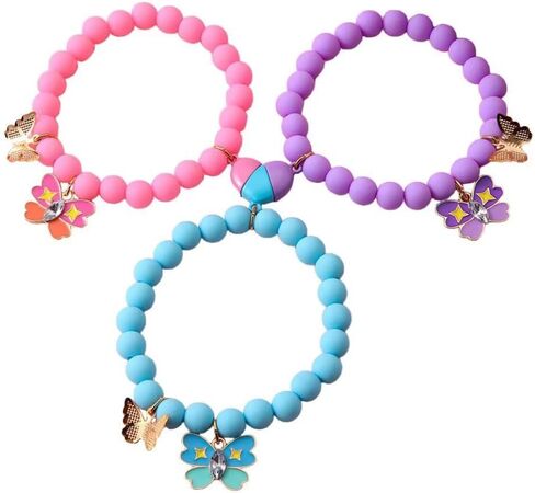 Zian Colorful Love Heart Matching Bracelet Set for Mother Daughter Best Friends Butterfly Heart Charm Beaded Bracelets Women Men Birthday Friendship Jewelry Gift for 3 in Saudi Arabia
