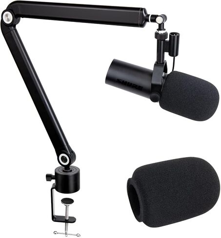 SUNMON Shure SM7B Boom Arm with Mic Cover Compatible with Shure SM7B, Ajustable Mic Stand Desk Mic Arm with Cable Sleeve, SM7B Pop Filter Reduce Background Noise in Saudi Arabia