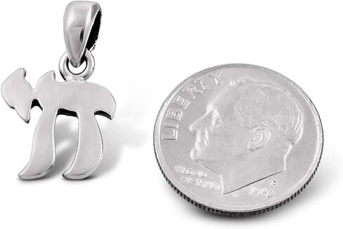 925 Sterling Silver Small Hebrew Letter Chai Pendant Sign of Life in Kuwait