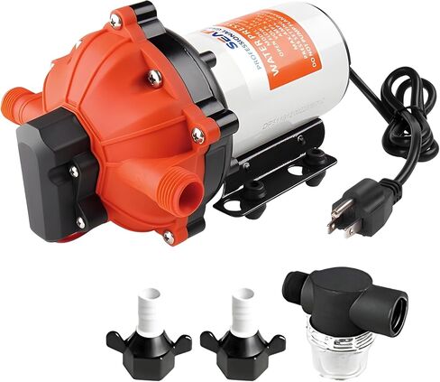 مضخة ضغط المياه الصناعية من سلسلة سيفلو 55 مع قابس طاقة لمنفذ الحائط - 115 فولت تيار متردد، 5.0 جالون في الدقيقة، 60 رطل لكل بوصة مربعة | تحضير ذاتي، للخدمة الشاقة، تشغيل هادئ | مثالية للاستخدام في المركبات الترفيهية والقوارب وخارج الشبكة والاستخدام الصنا in Kuwait