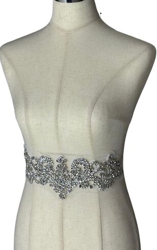 1PC Silvr Small Rhinestones Beaded Pretty Applique Patch for Clothing Belt Hair Decoration in Saudi Arabia