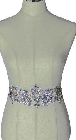 1PC Silvr Small Rhinestones Beaded Pretty Applique Patch for Clothing Belt Hair Decoration in Saudi Arabia