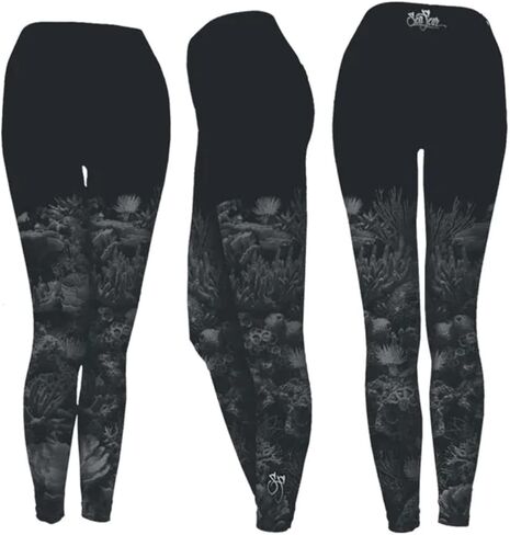 Sea Fear Stylish Black Coral Design Full Length Active Legging for Women in Saudi Arabia