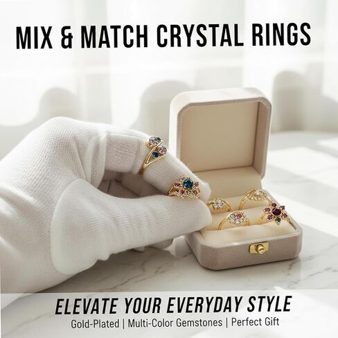 Wholesale Set of 50 Women's Rings for Resale Colorful Rhinestone Rings - Women's Vintage Style (50-Piece Pack in OPP Bags) in Saudi Arabia