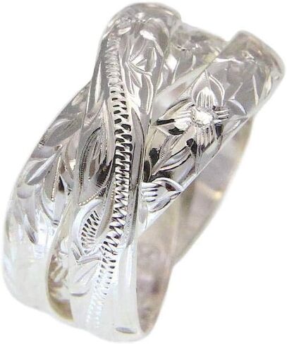 Arthur's Jewelry 925 sterling silver 3 in 1 Hawaiian scroll plumeria maile leaf ring size 3-10 in Kuwait