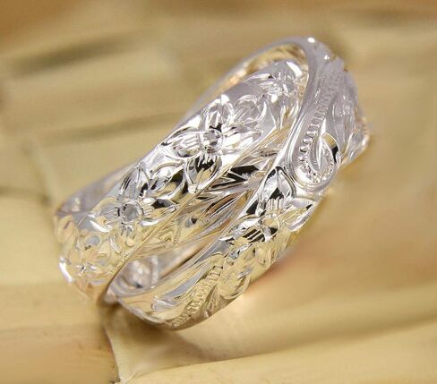 Arthur's Jewelry 925 sterling silver 3 in 1 Hawaiian scroll plumeria maile leaf ring size 3-10 in Kuwait