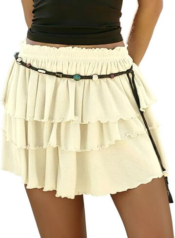 تنورة EMMIOL Flowy Skorts للنساء بحاشية مكشكشة عالية الخصر 2026 شورت صيفي تنانير صغيرة in Kuwait