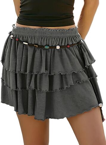EMMIOL Flowy Skorts Skirt for Women Ruffle Hem High Waisted 2026 Summer Shorts Mini Skirts in Kuwait