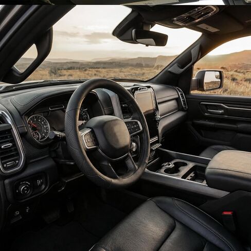 Leather Steering Wheel Cover for Chevy Silverado 1500 2500 3500, for GMC Sierra 1500 2500 3500, for Toyota RAV4 Corolla Camry, for Jeep Wrangler Grand Cherokee Compass, 14.5-15 inch (Black) in Saudi Arabia