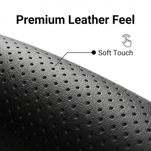 Leather Steering Wheel Cover for Chevy Silverado 1500 2500 3500, for GMC Sierra 1500 2500 3500, for Toyota RAV4 Corolla Camry, for Jeep Wrangler Grand Cherokee Compass, 14.5-15 inch (Black) in Saudi Arabia