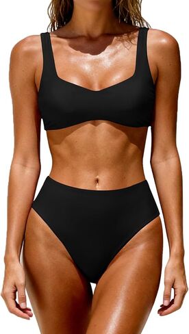 Women's High Waisted Bikini Set Two Piece Swimsuit with Crisscross Back Adjustable Tie Bathing Suit in Saudi Arabia