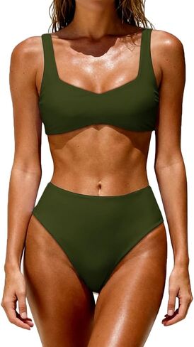 Women's High Waisted Bikini Set Two Piece Swimsuit with Crisscross Back Adjustable Tie Bathing Suit in Saudi Arabia