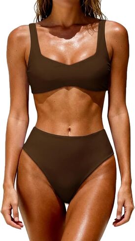 Women's High Waisted Bikini Set Two Piece Swimsuit with Crisscross Back Adjustable Tie Bathing Suit in Saudi Arabia