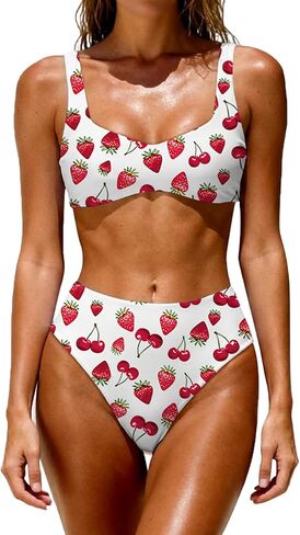 Women's High Waisted Bikini Set Two Piece Swimsuit with Crisscross Back Adjustable Tie Bathing Suit in Saudi Arabia