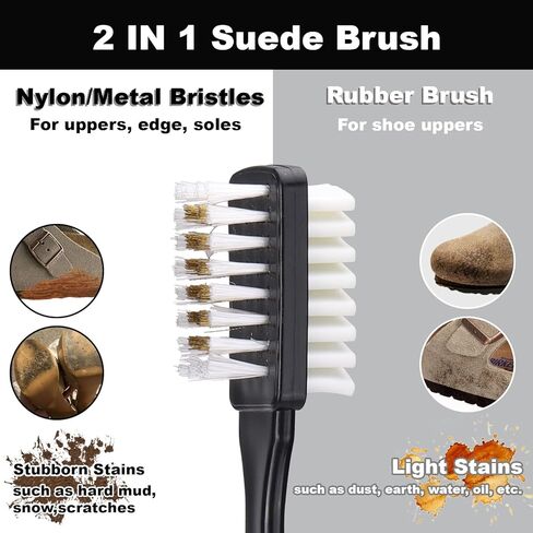 طقم تنظيف الأحذية من جلد الغزال XANGNIER لبيركنستوك، مجموعة العناية بالجلد السويدي والنوبوك 3 قطع - فرشاة تنظيف الأحذية 2 في 1، وممحاة من جلد الغزال وممحاة غراء للصنادل والقباقيب ووسائد القدم الجلدية والأحذية الطويلة والأحذية الرياضية والأثاث in Kuwait