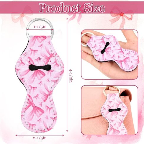 24 قطعة من Yokeer Coquette Pink Bow أحمر الشفاه حامل سلسلة المفاتيح السائبة Coquette Party Favors للنساء Girly Preppy Lip Gloss كم مع مشبك Pink Bow Lip Balm Keychain لحفل زفاف عيد ميلاد العازبة in Saudi Arabia